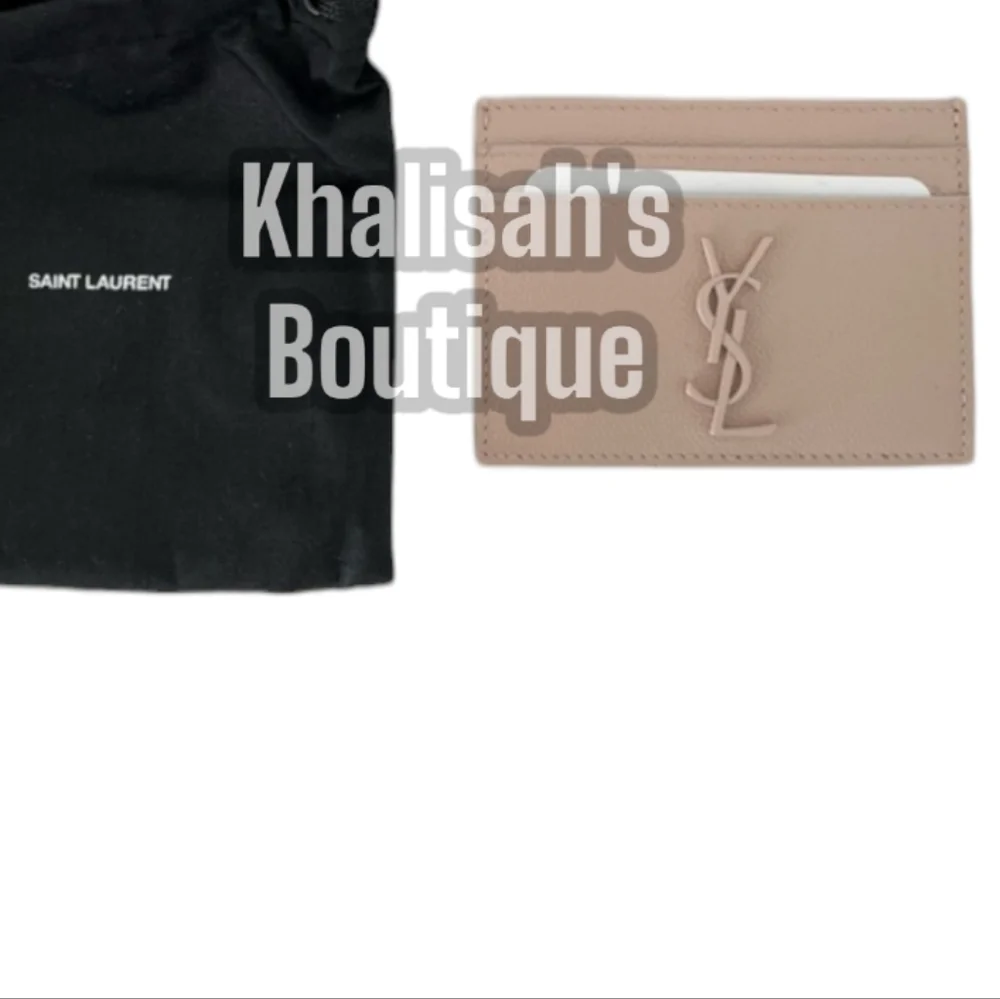 NWT Rare YSL SAINT LAURENT Grain De Poudre Monogram Credit Card Holder Case Rose - Picture 4 of 10